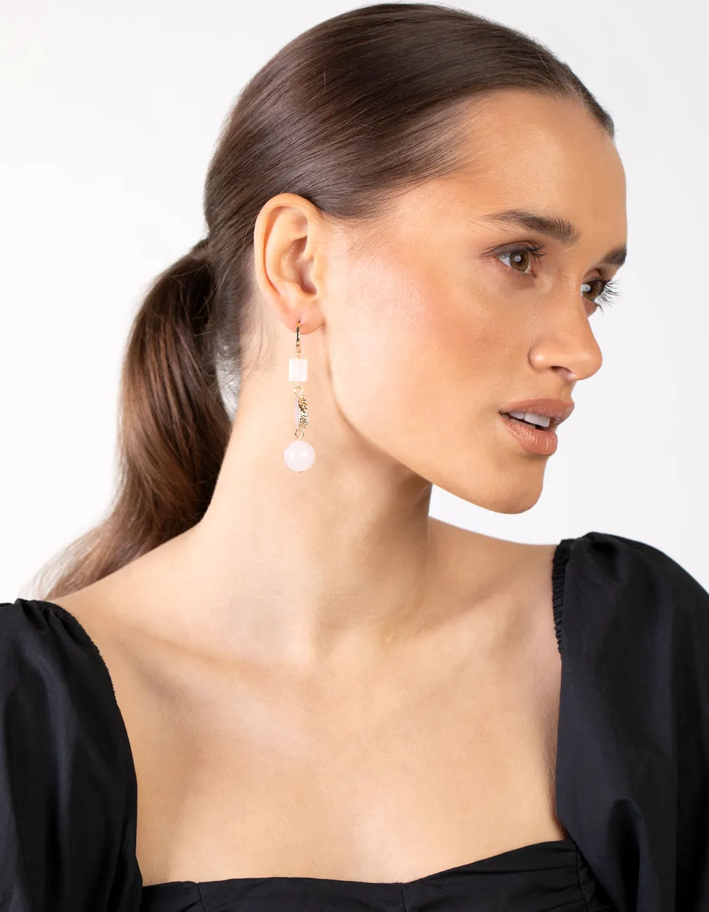 Gold Tripple Shape Drop Earrings