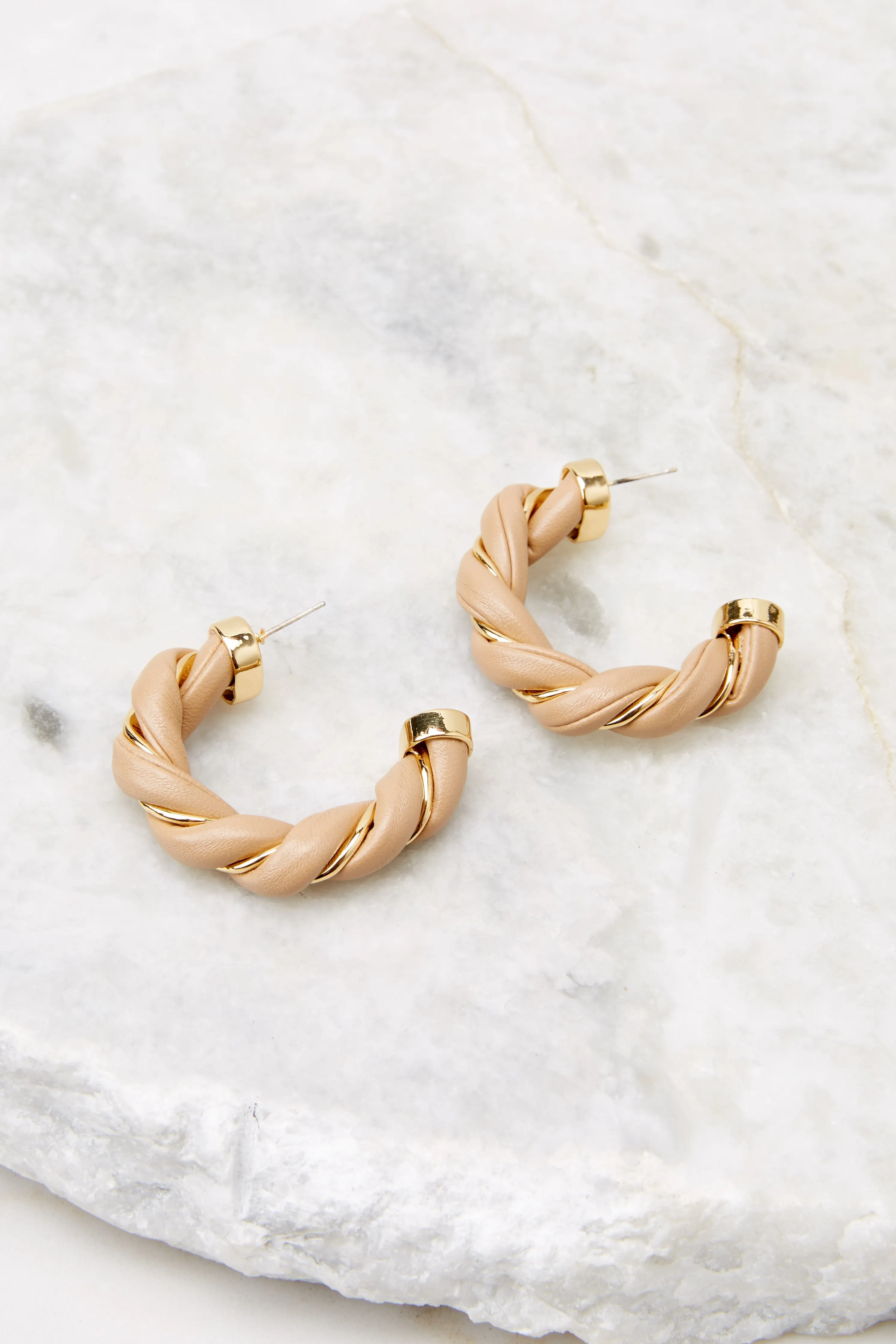 Grab Their Attention Tan Hoop Earrings