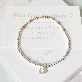 Graduation Personalised Silver & Rose Gold Morse Code Bracelet