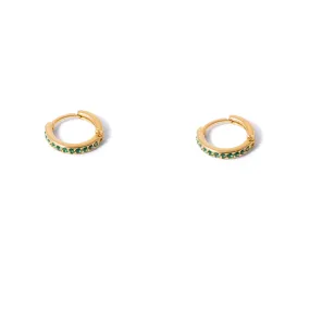 Green Gem Hoop Earrings