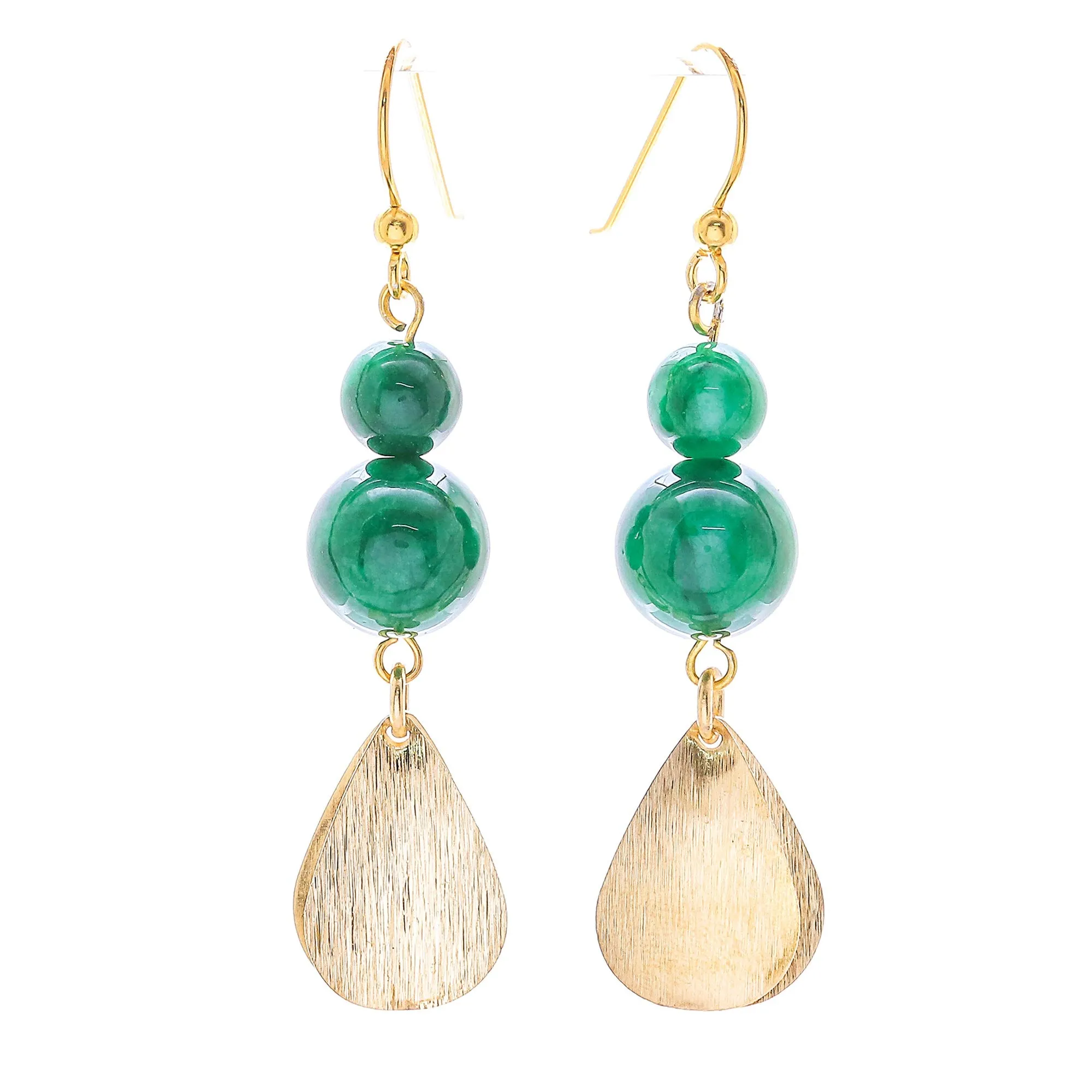 Green Glimmer Green Quartz Beaded Dangle Earrings from Thailand