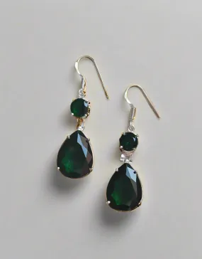 Green Quartz Dangle Earrings in .925 Sterling Silver Handmade Artisan Jewelry