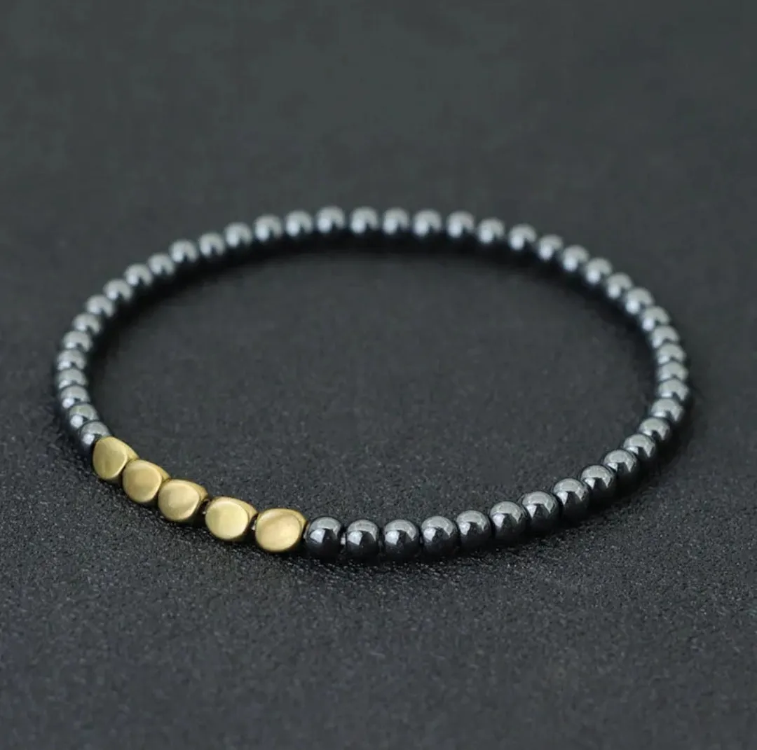 Gunmetal Hematite Bracelet - For Him or Her