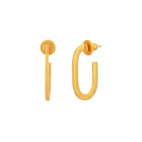 Gurhan 24K Yellow Gold Hoop 25x12mm Flat Oval Hoop Earrings on Post