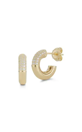 Half Pavé Mini Hoop Earring