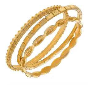 Handcast Textured Gold Bangle Set