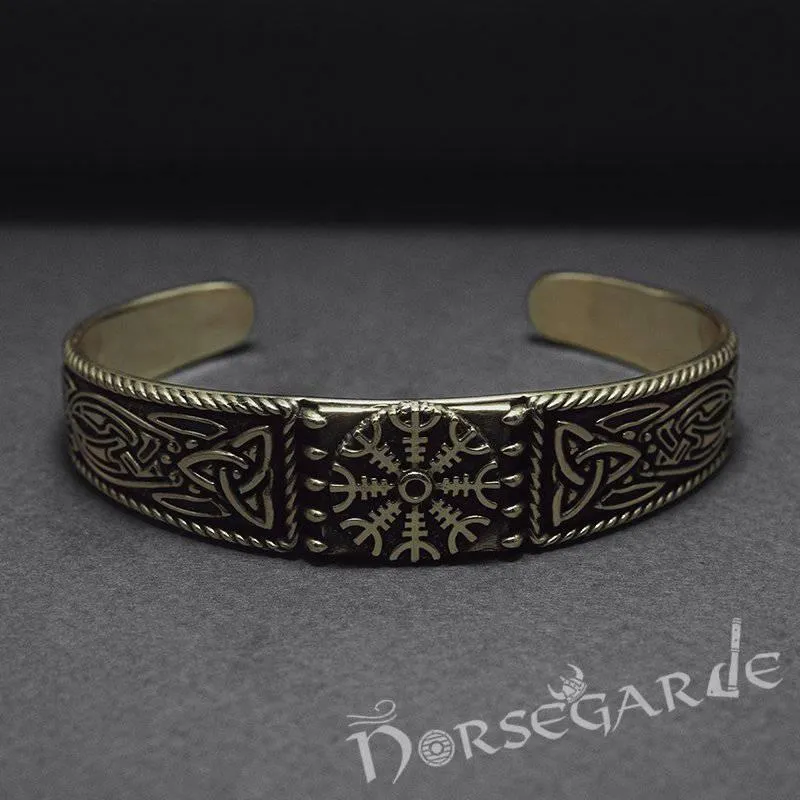 Handcrafted Ornamental Helm of Awe Arm Ring - Bronze