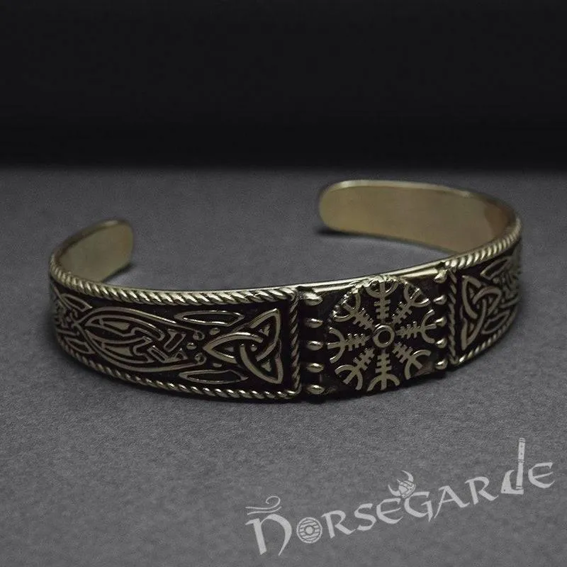 Handcrafted Ornamental Helm of Awe Arm Ring - Bronze