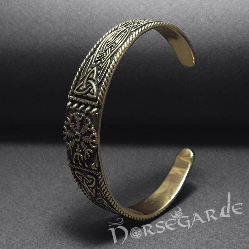 Handcrafted Ornamental Helm of Awe Arm Ring - Bronze