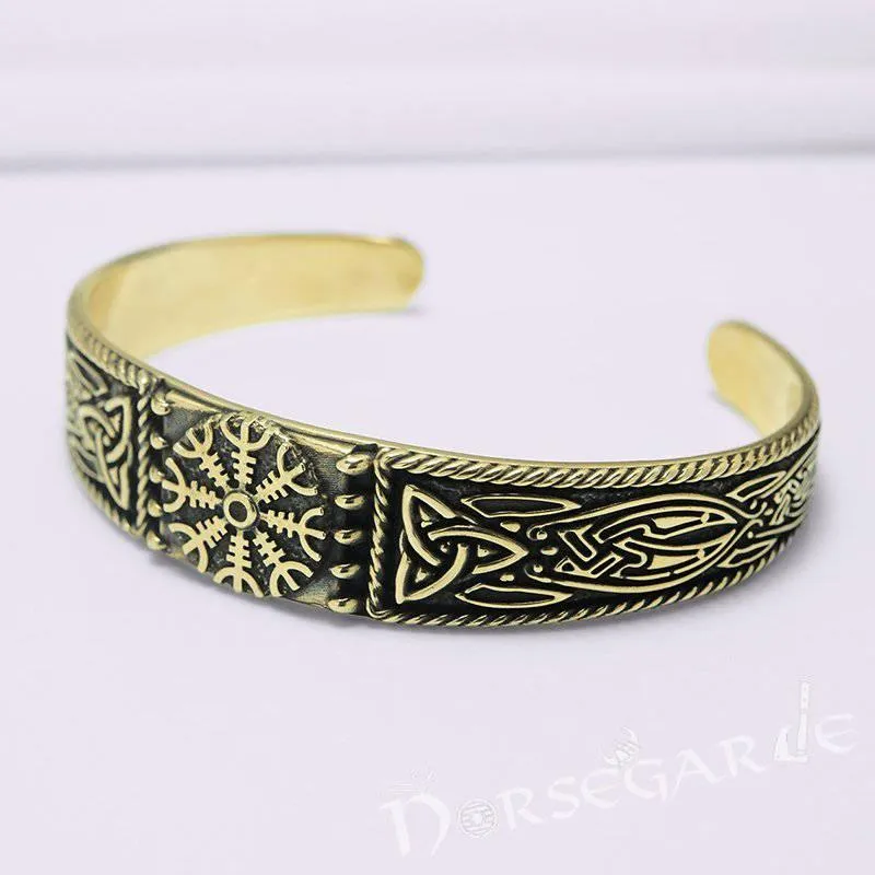 Handcrafted Ornamental Helm of Awe Arm Ring - Bronze