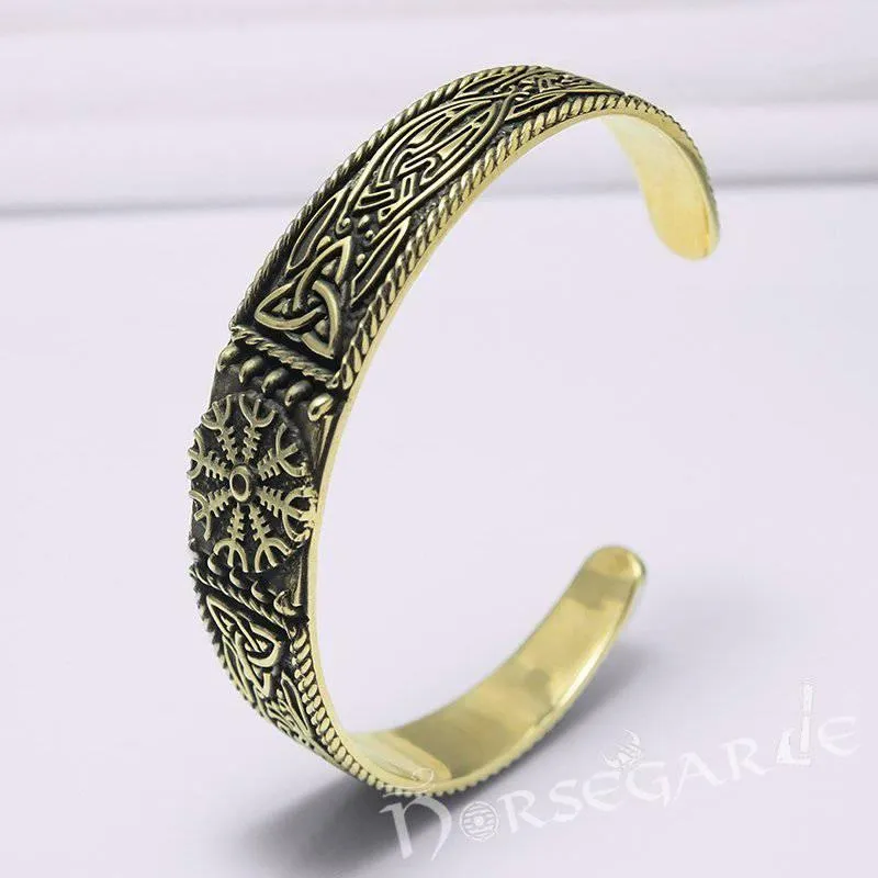 Handcrafted Ornamental Helm of Awe Arm Ring - Bronze