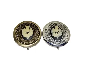 Handmade Bronze Or Silver Scottish Thistle Cameo Compact Mirror