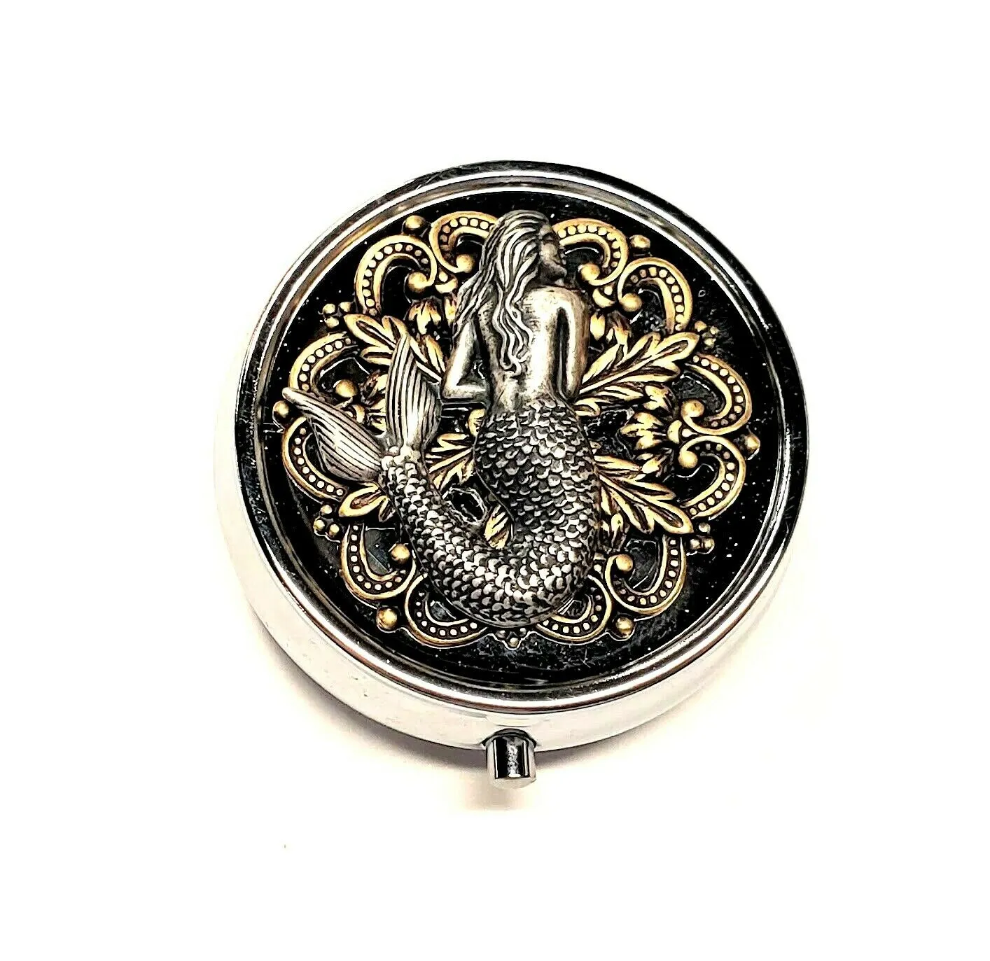 Handmade Nautical Mermaid Siren Silver Pill Box