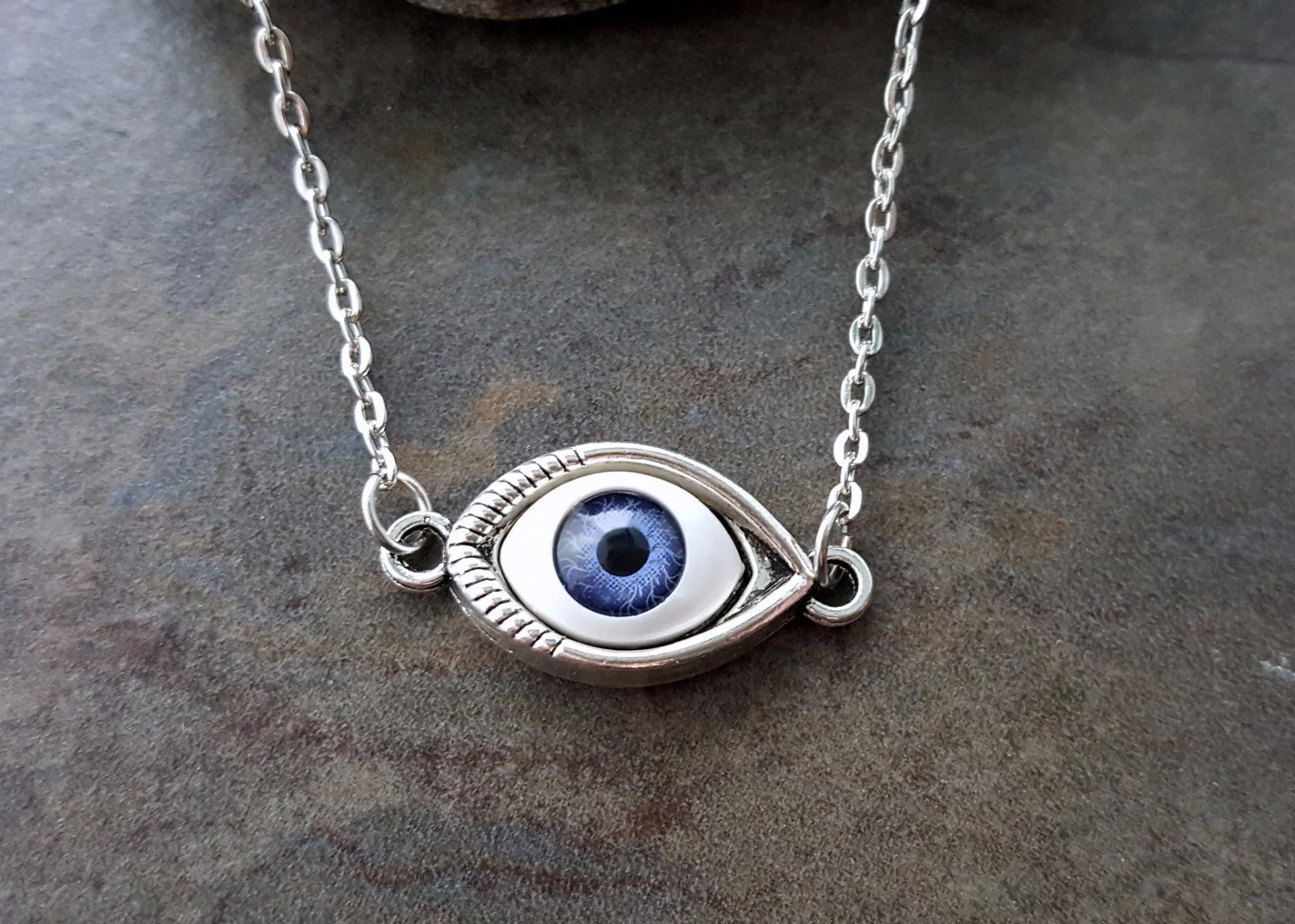 Handmade Silver Eyeball Necklace