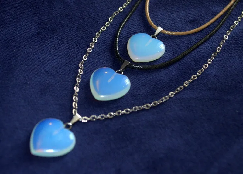 Healing moonstone heart pendant jemstone pendant jewelry rainbow gemstone opalite dainty necklace Moonstone Opal Valentines Heart Necklace