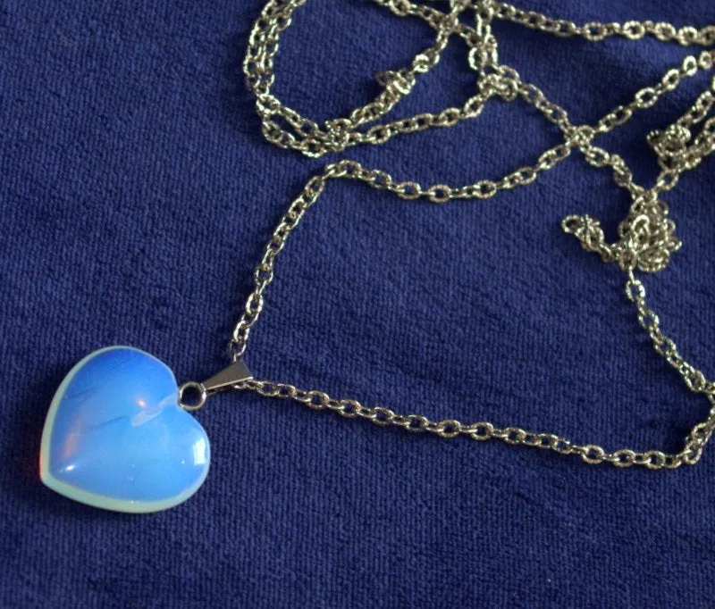 Healing moonstone heart pendant jemstone pendant jewelry rainbow gemstone opalite dainty necklace Moonstone Opal Valentines Heart Necklace