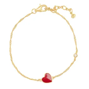 Heart Enamel Charm Chain Bracelet