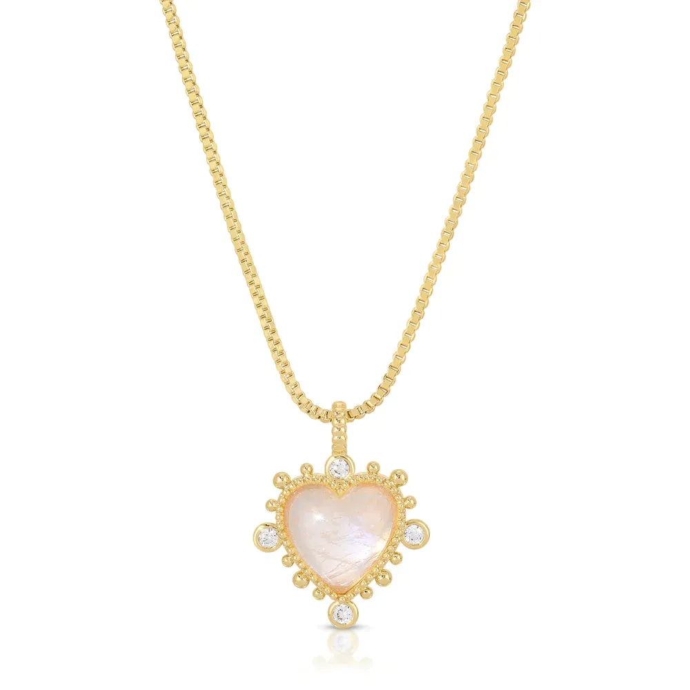 Heavenly Heart Necklace in Moonstone