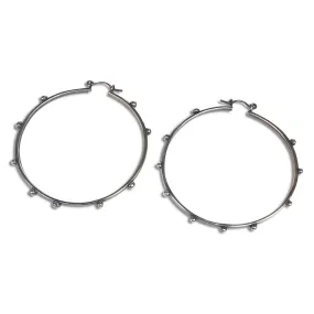 Hellhound Studded Orb Hoops Silver