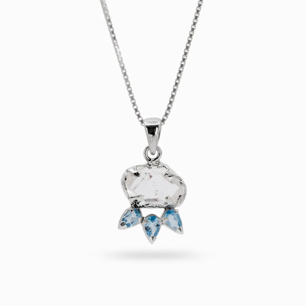 Herkimer Diamond and Blue Topaz Necklace