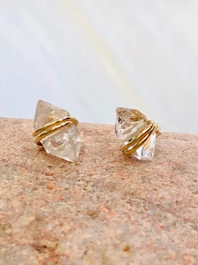 Herkimer Diamond Earrings, dainty Herkimer Diamond Stud earrings