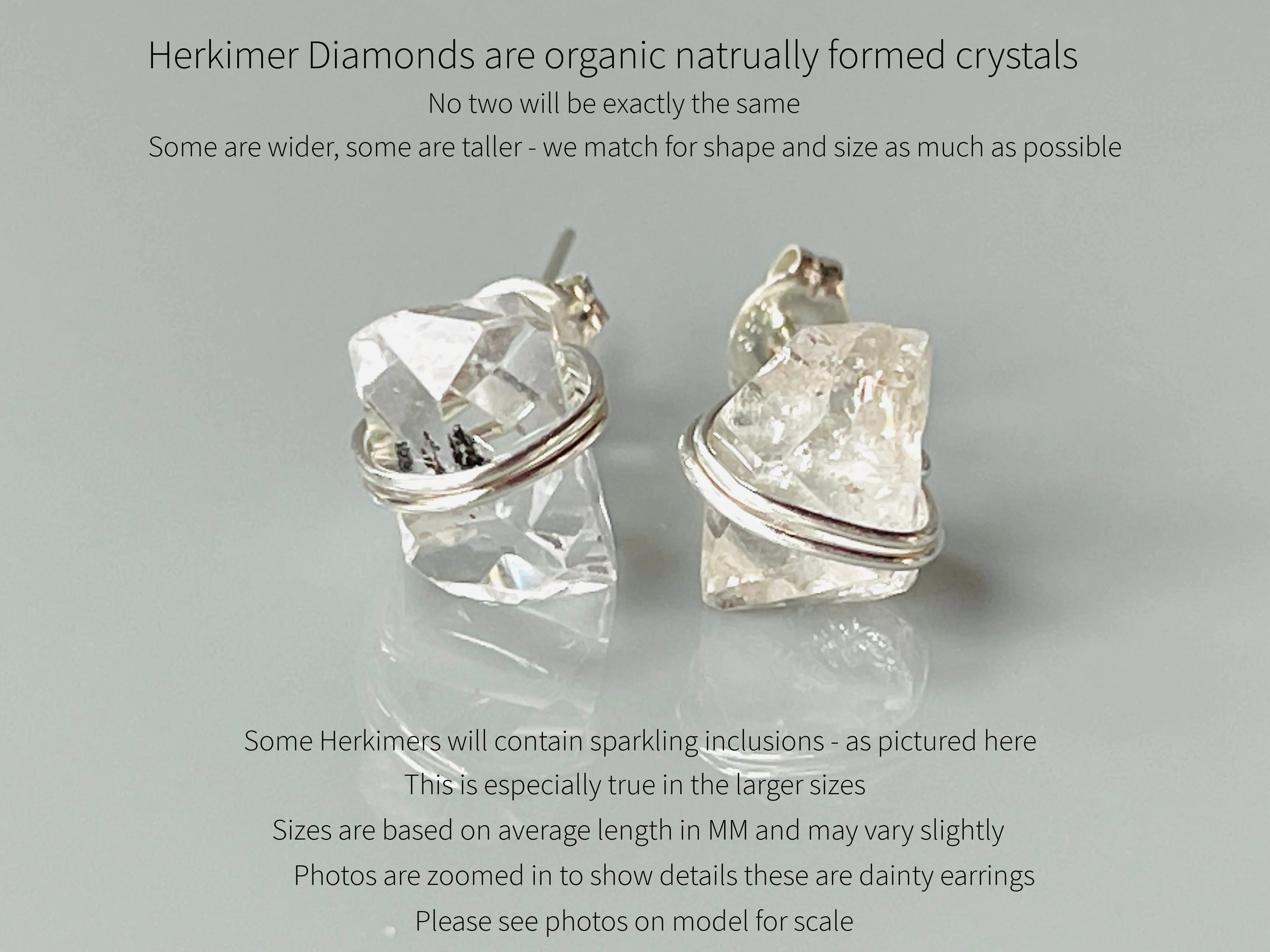 Herkimer Diamond Earrings, dainty Herkimer Diamond Stud earrings