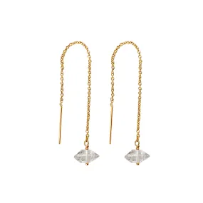 Herkimer Diamond Threader Earrings | Gold