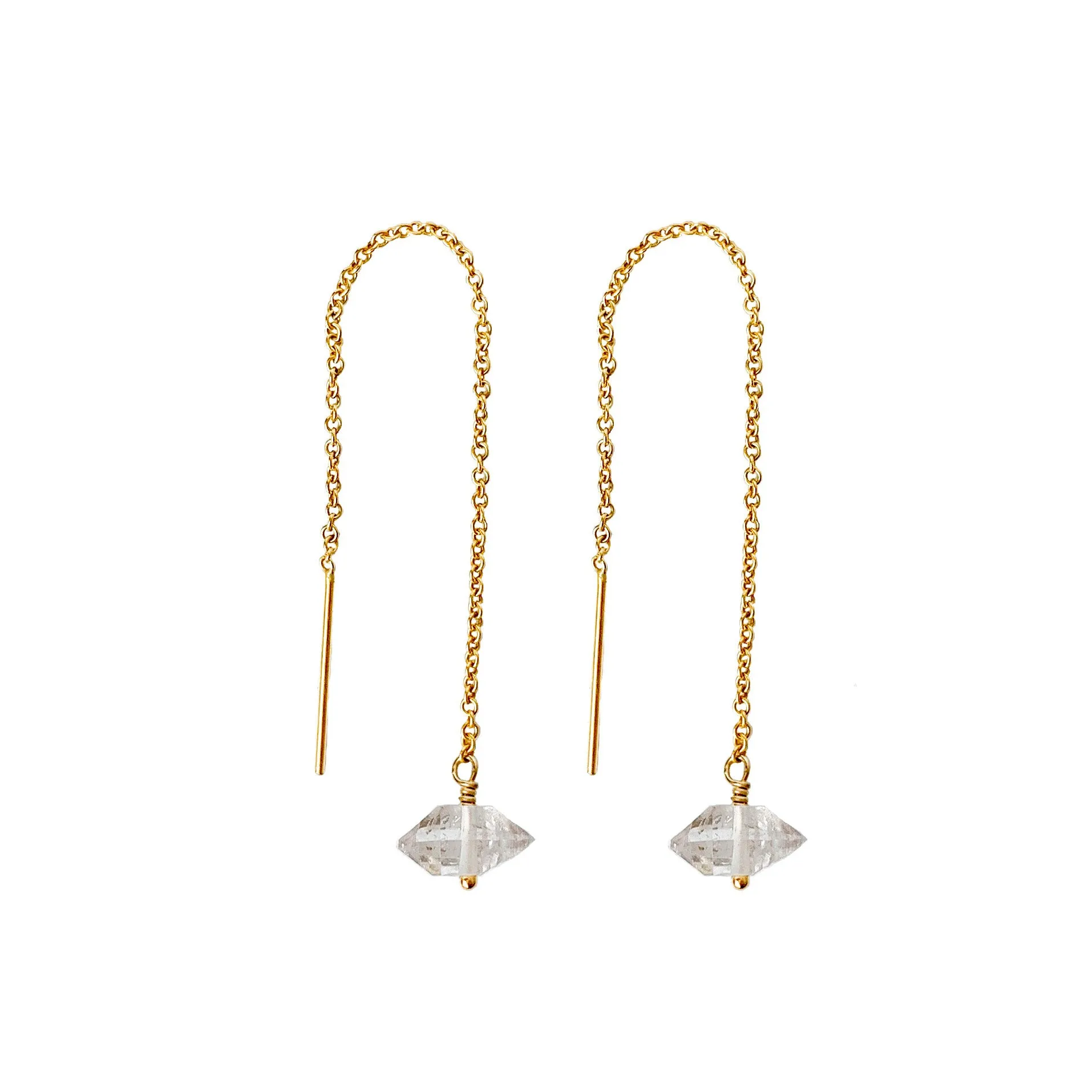 Herkimer Diamond Threader Earrings | Gold