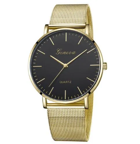 Hot Sale Fashion Casual watches Women Men GENEVA Women Classic Quartz Stainless Steel Wrist Watch Bracelet Watches  reloj hombre