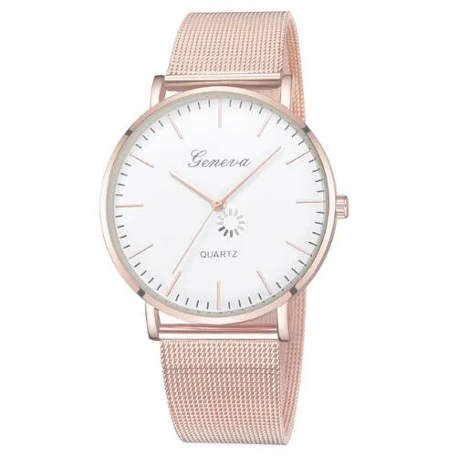 Hot Sale Fashion Casual watches Women Men GENEVA Women Classic Quartz Stainless Steel Wrist Watch Bracelet Watches  reloj hombre