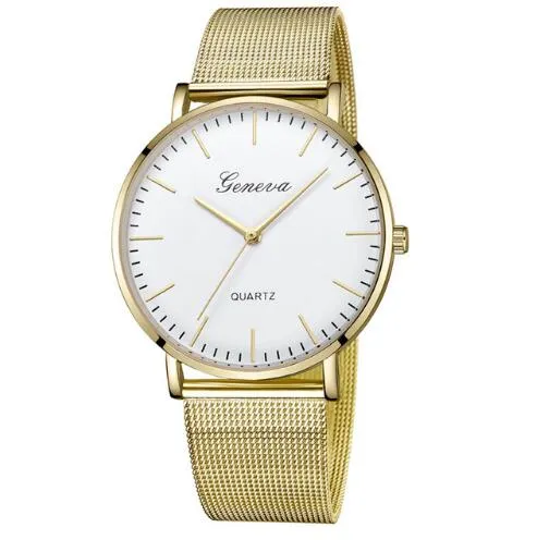 Hot Sale Fashion Casual watches Women Men GENEVA Women Classic Quartz Stainless Steel Wrist Watch Bracelet Watches  reloj hombre