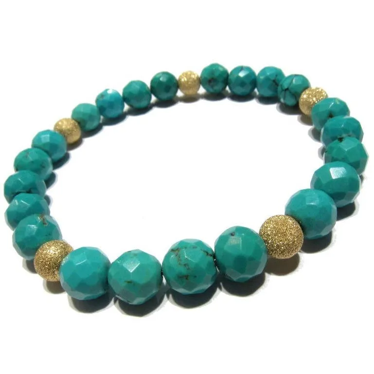 Howlite with Gold Filled Stardust Bracelet on Elastic