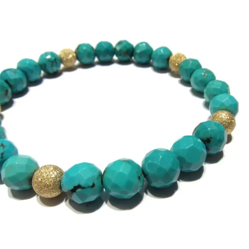 Howlite with Gold Filled Stardust Bracelet on Elastic