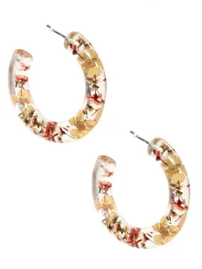 IE0844 Floral Acrylic Hoop Earrings