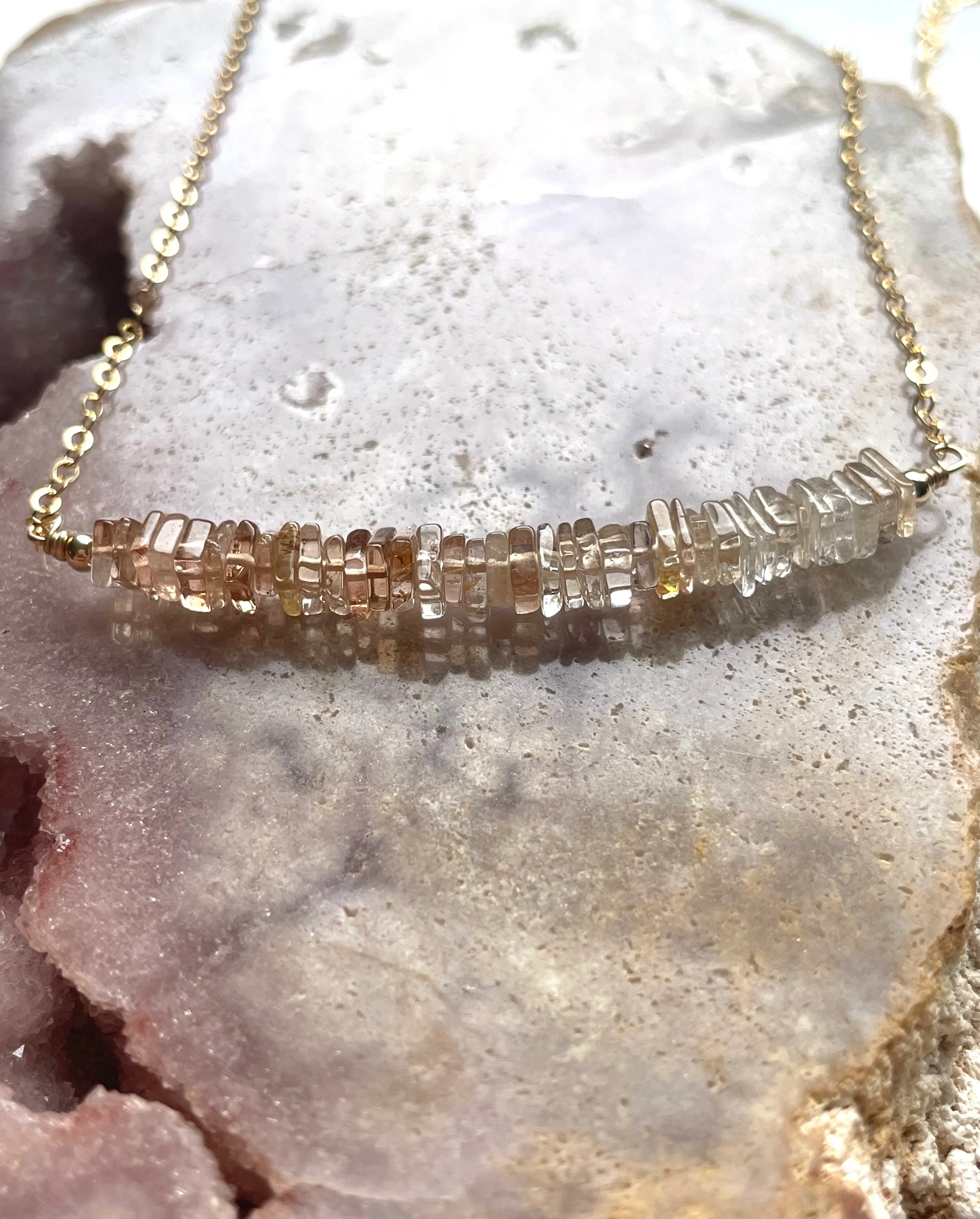 Imperial Topaz Crystal Necklace Silver or Gold November Birthstone Jewelry Gift