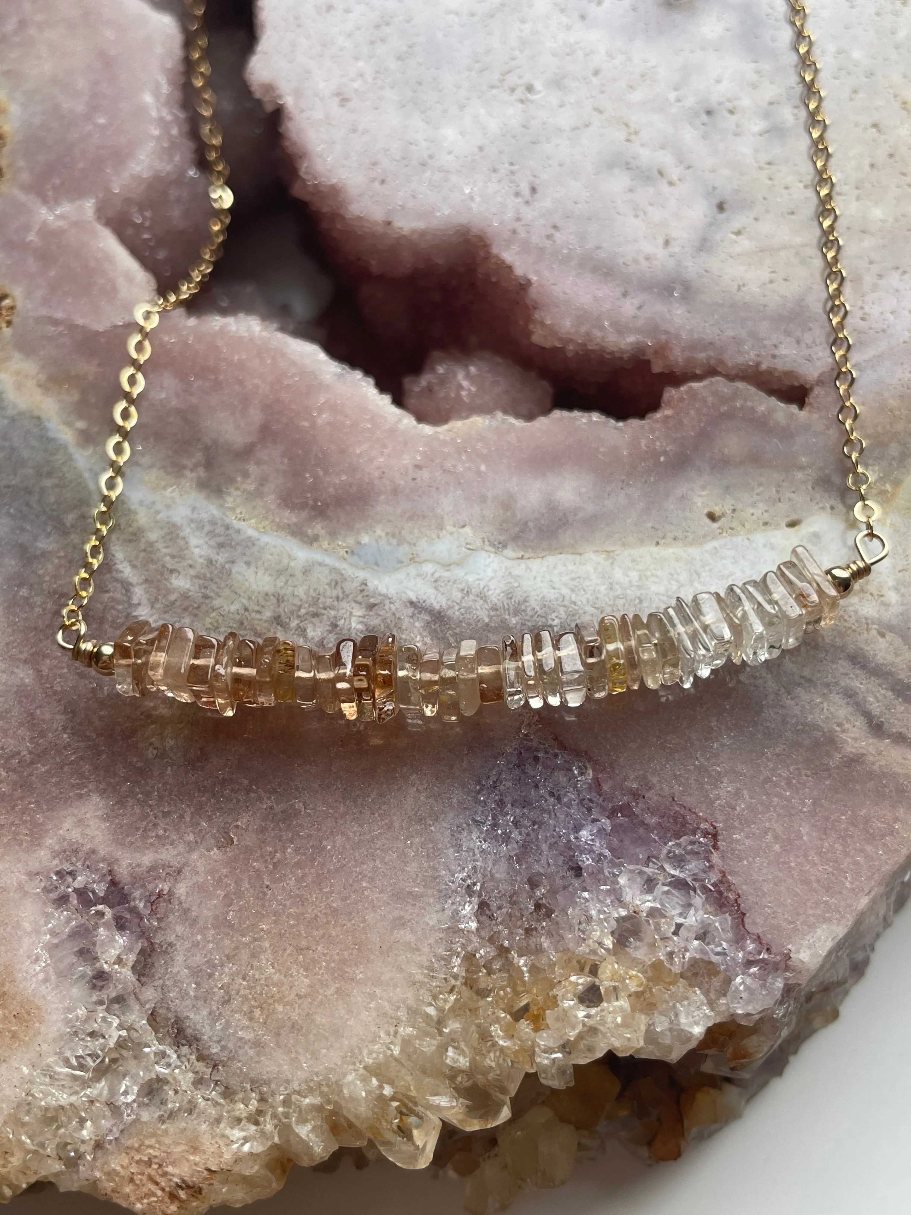 Imperial Topaz Crystal Necklace Silver or Gold November Birthstone Jewelry Gift