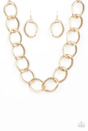 Industrial Intimidation Gold Necklace - Paparazzi Accessories