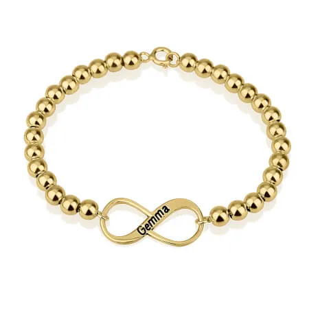 Infinity Bead Bracelet 24k Gold Plated