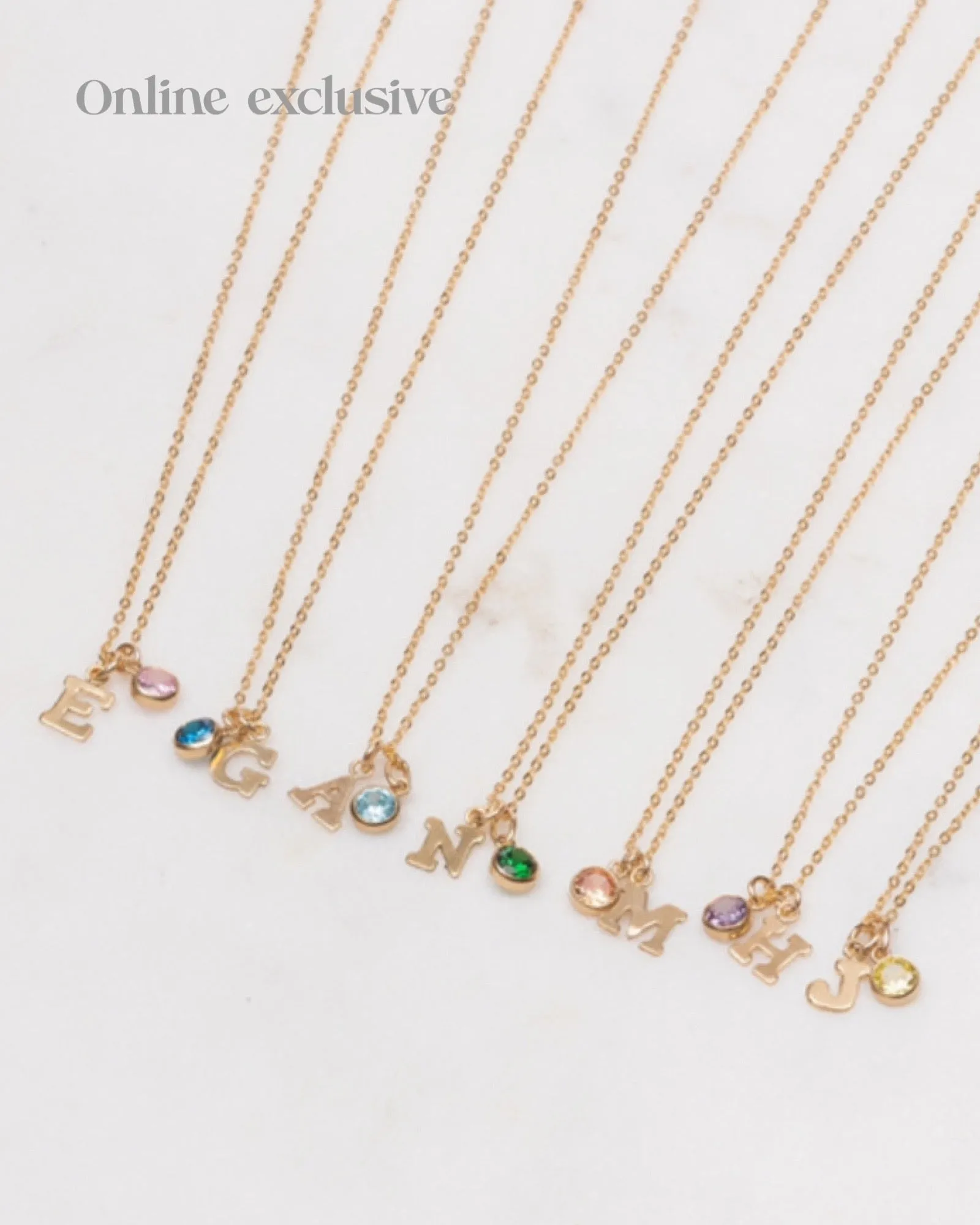 Initial B with Birthstone Necklace