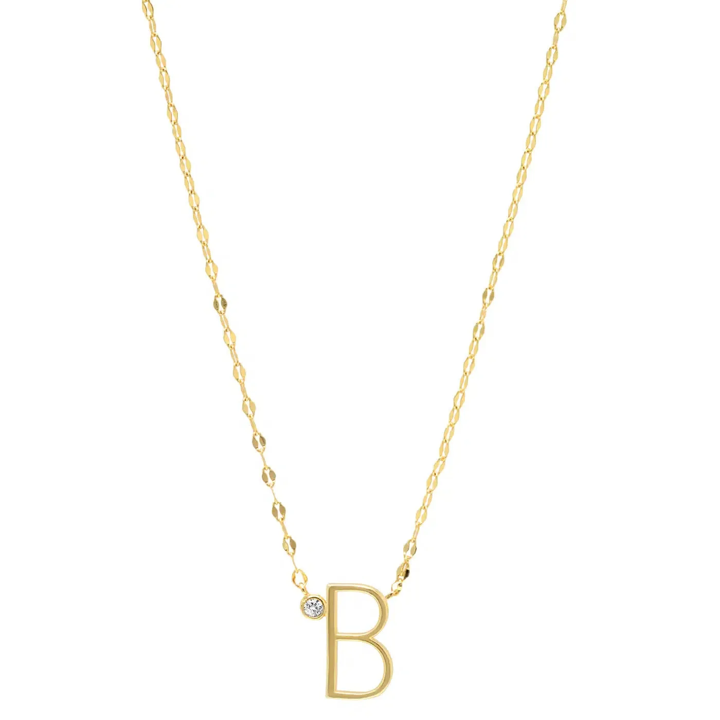 Initial Letter Necklace with Zirconia Stone