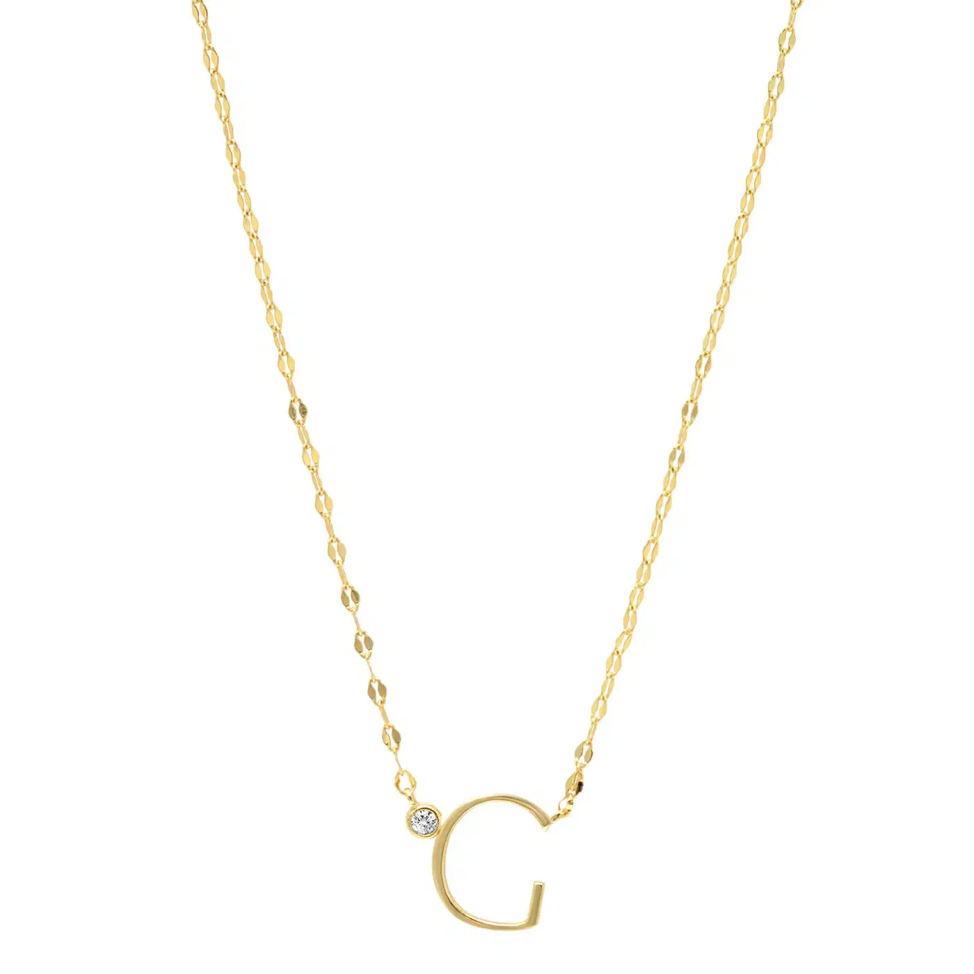 Initial Letter Necklace with Zirconia Stone