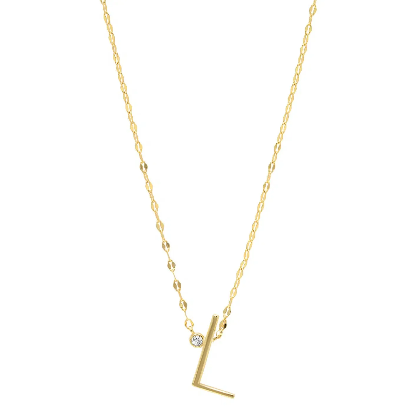 Initial Letter Necklace with Zirconia Stone