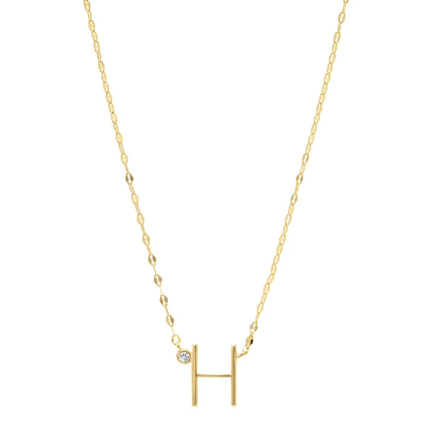 Initial Letter Necklace with Zirconia Stone