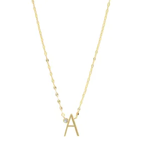 Initial Letter Necklace with Zirconia Stone