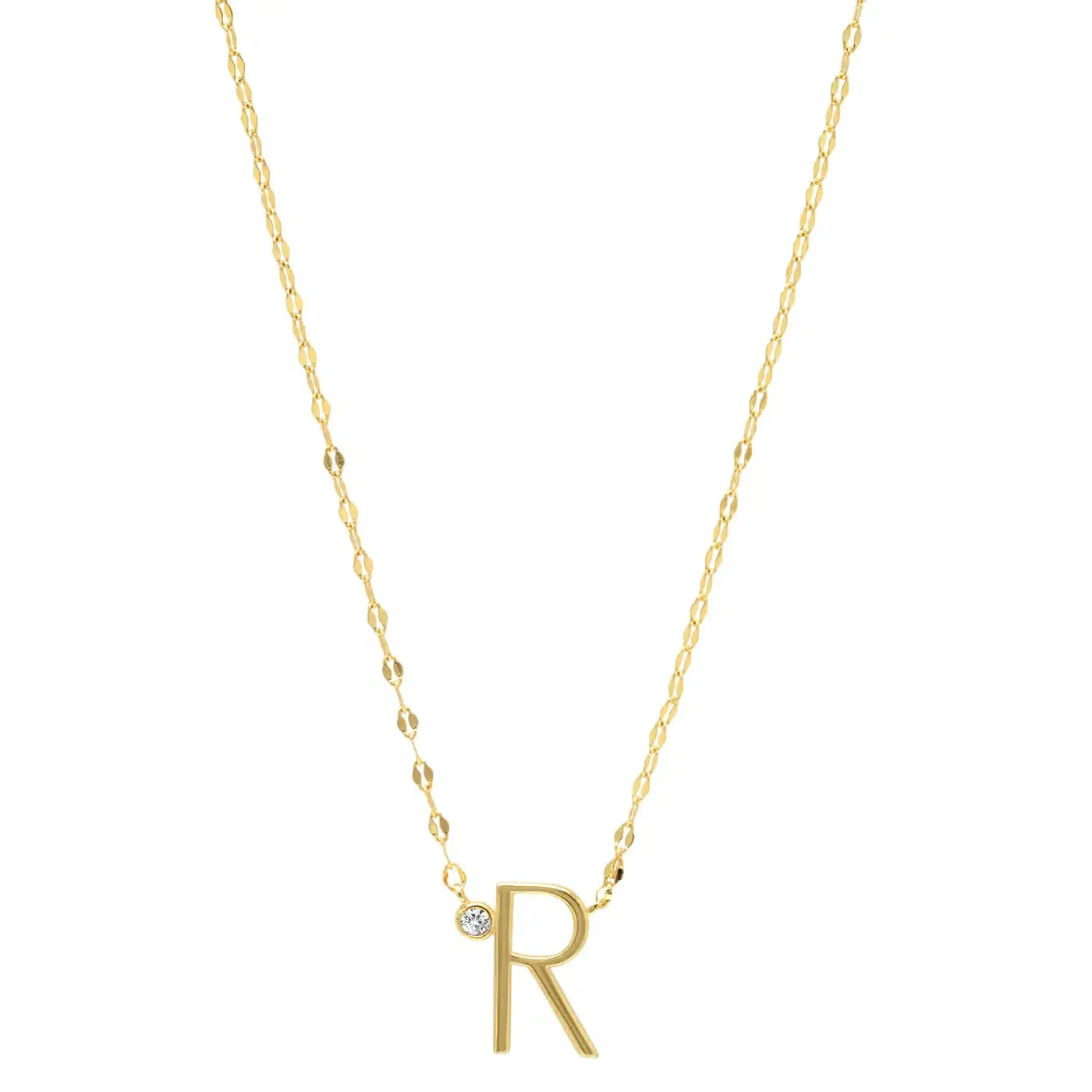 Initial Letter Necklace with Zirconia Stone