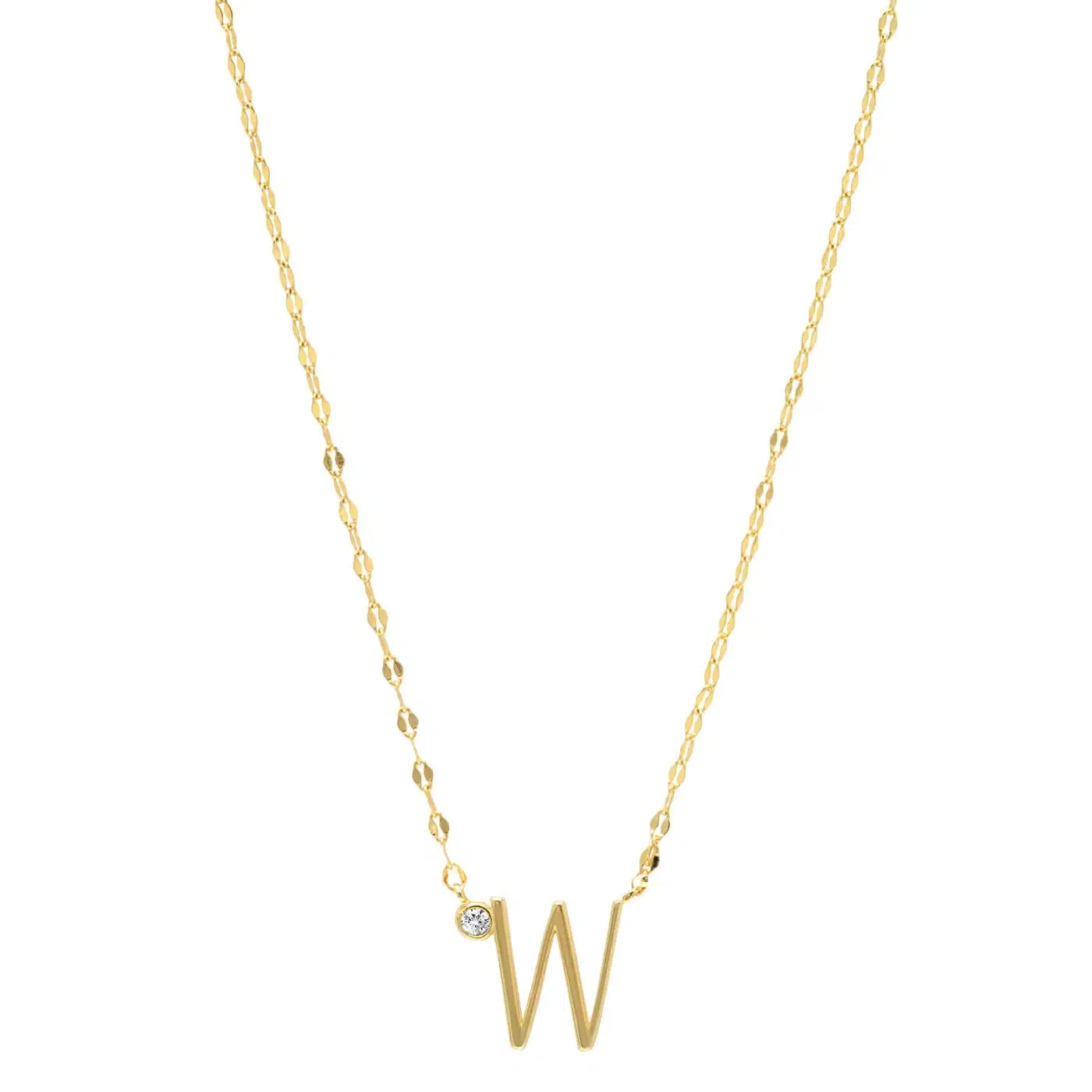 Initial Letter Necklace with Zirconia Stone