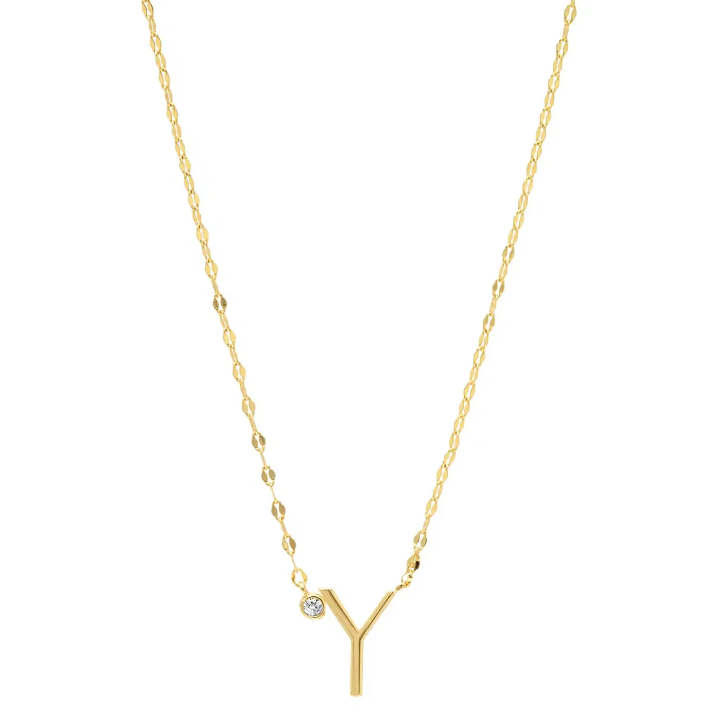 Initial Letter Necklace with Zirconia Stone