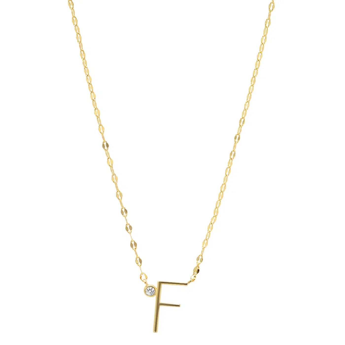 Initial Letter Necklace with Zirconia Stone