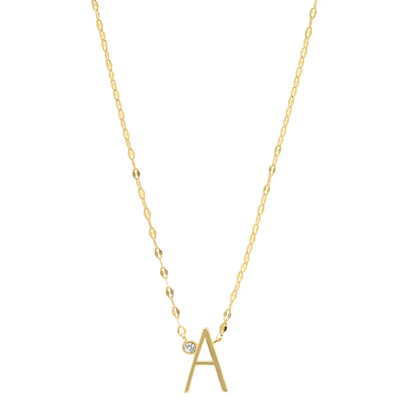 Initial Letter Necklace with Zirconia Stone