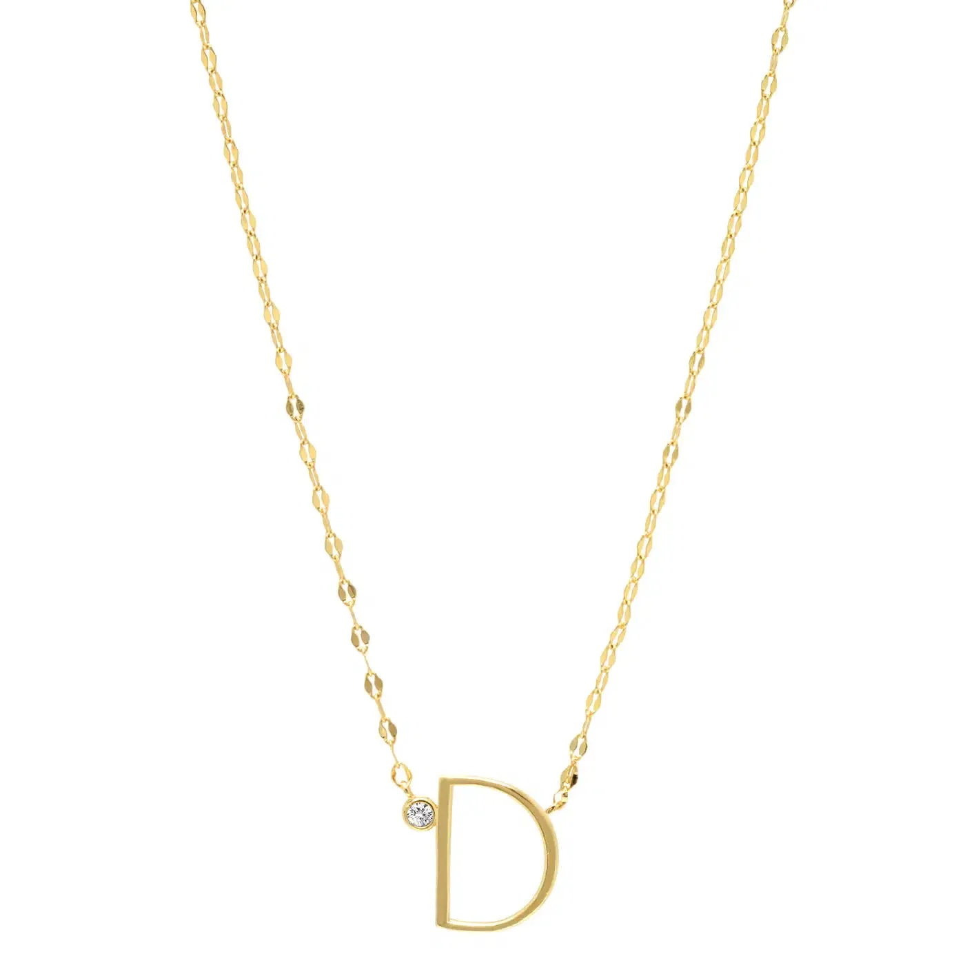 Initial Letter Necklace with Zirconia Stone